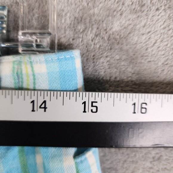 Womens St John's Bay Capris Pants Stretch Blue White Green Plaid Hi Rise Size 8 - Picture 8 of 11